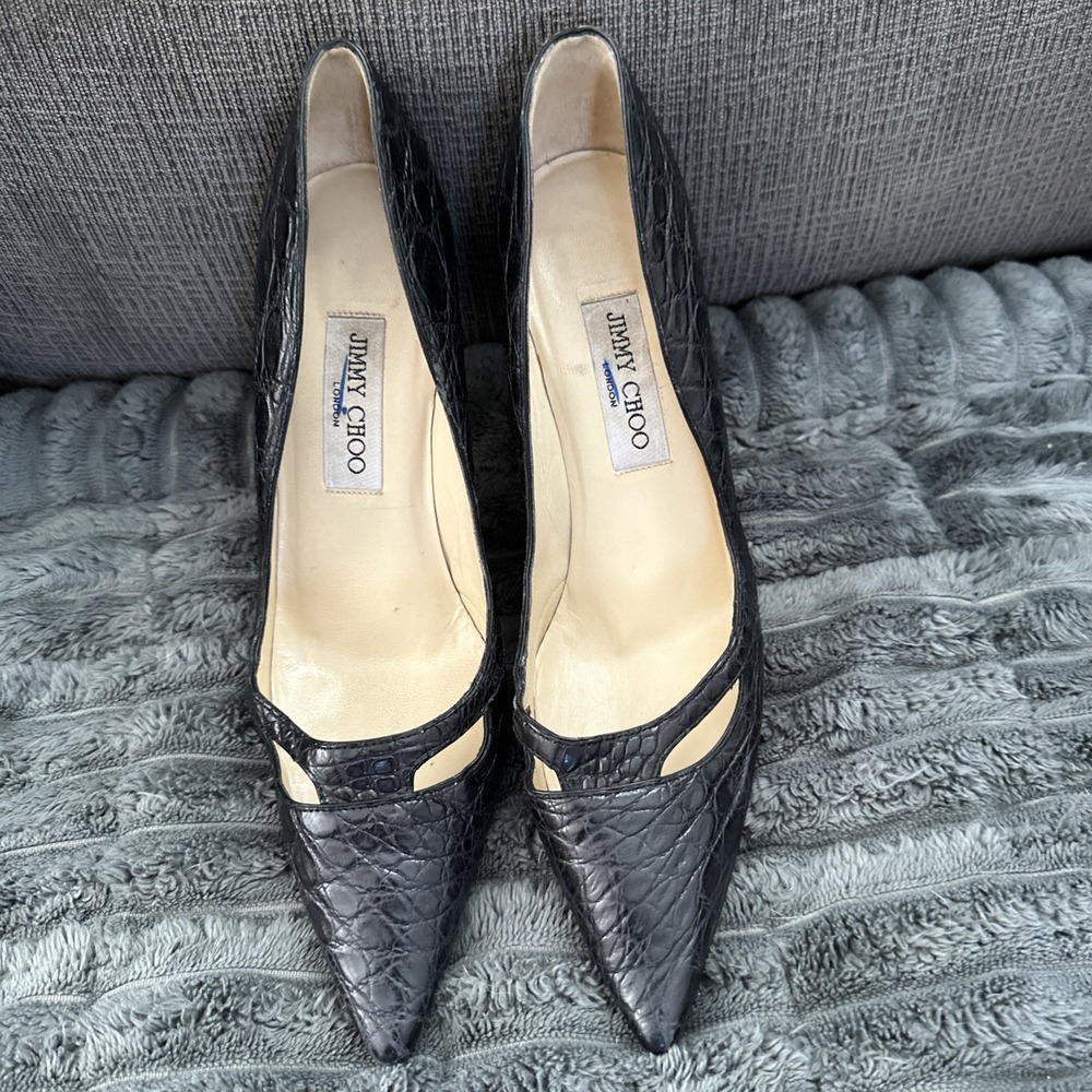 Jimmy Choo Margo Black Crocodile Pump Heels Size 39 retail $1695